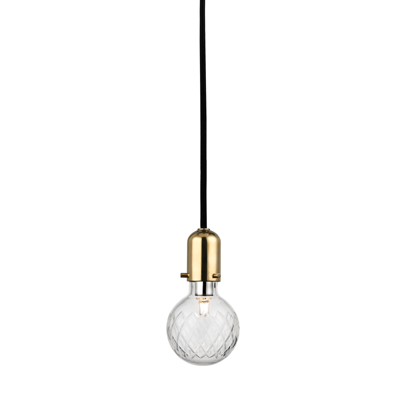 Steel with Clear Patterened Glass Shade Corded Pendant