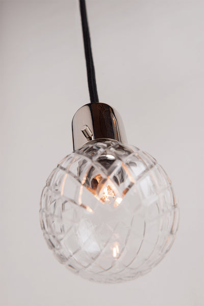 Steel with Clear Patterened Glass Shade Corded Pendant