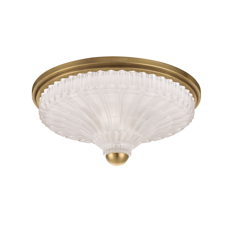 Aged Brass with Etched Frosted Glass Shade Flush Mount - LV LIGHTING