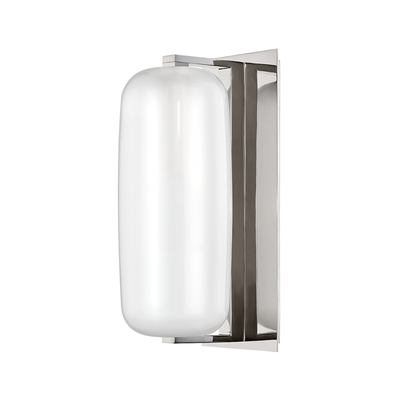 Steel Frame with Acid Etched Glass Shade Wall Sconce