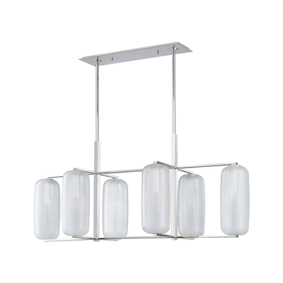 Steel Frame with Acid Etched Glass Shade Linear Chandelier
