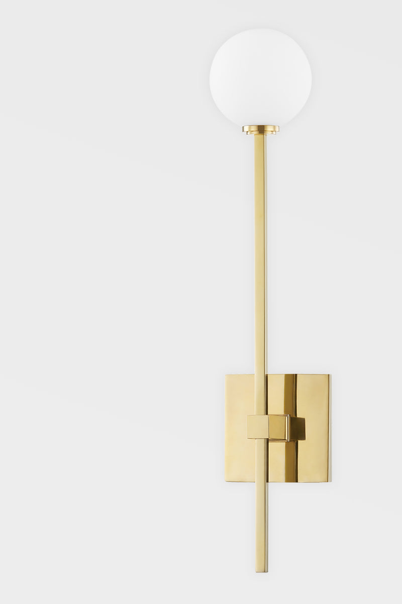 Steel Rod with Opal Matte Glass Globe Wall Sconce