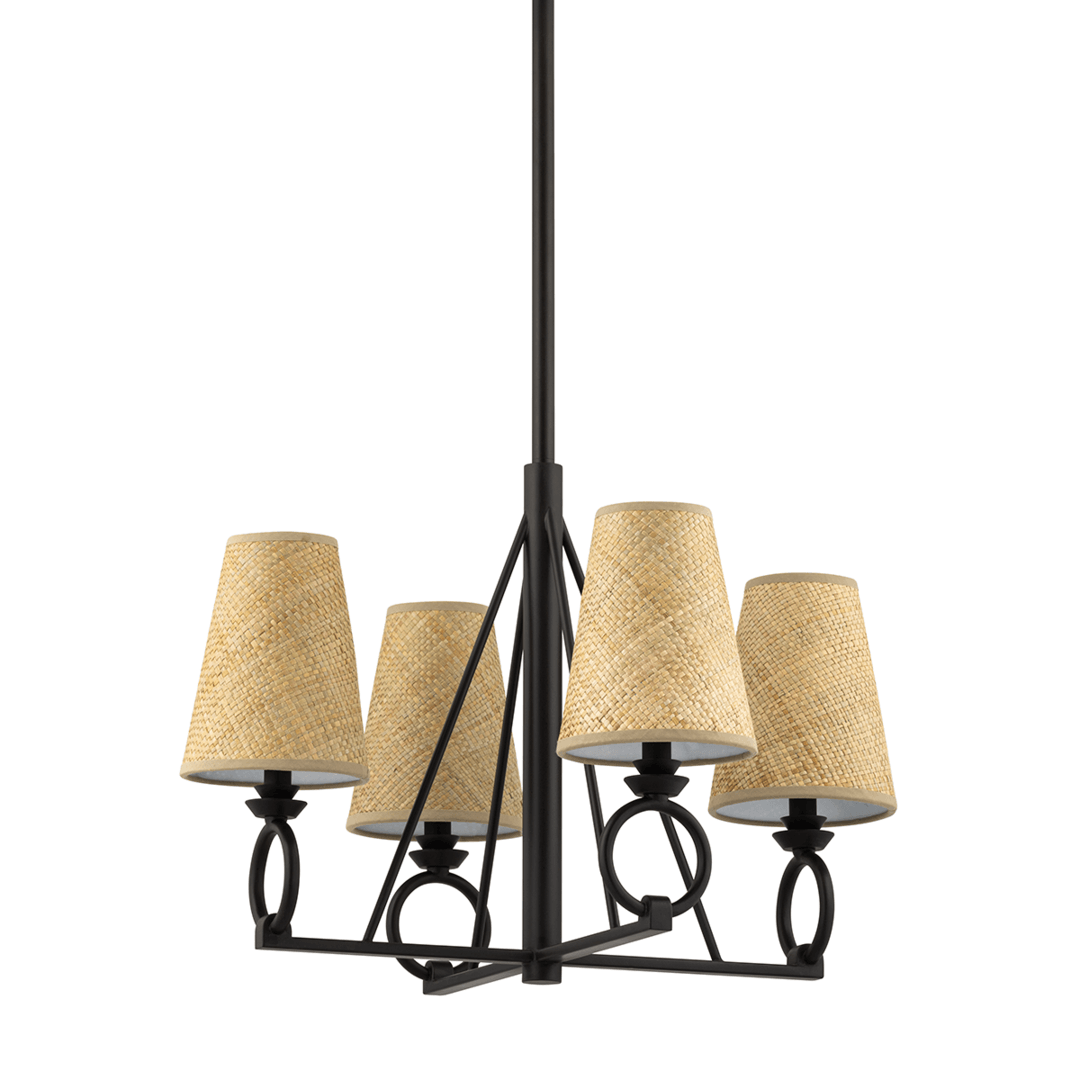 Steel Arm with Buri Shade Chandelier - LV LIGHTING