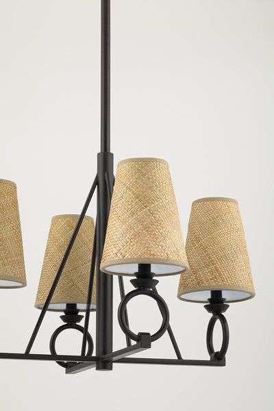 Steel Arm with Buri Shade Chandelier - LV LIGHTING