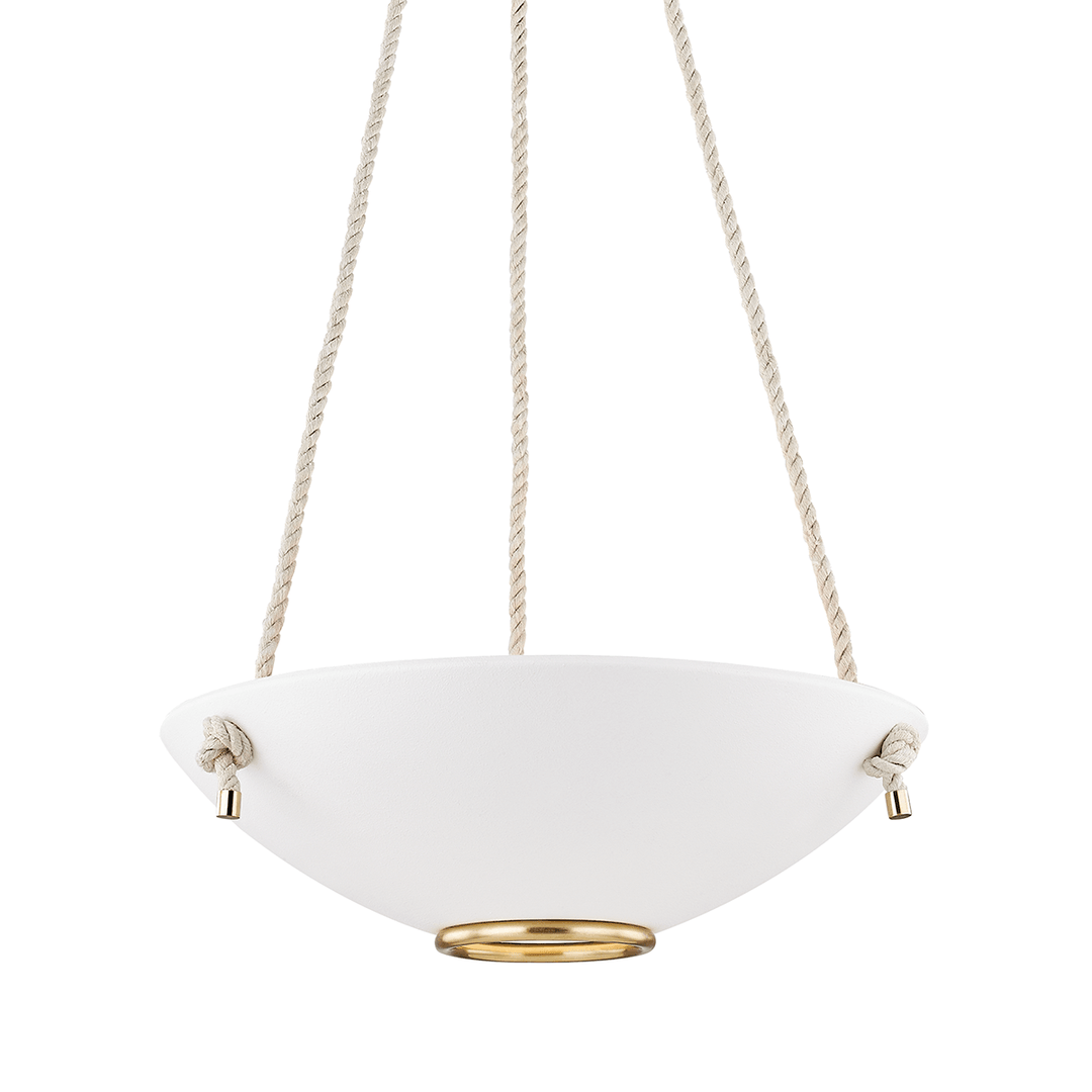 Aged Brass with White Plaster Shade Rope Chandelier - LV LIGHTING