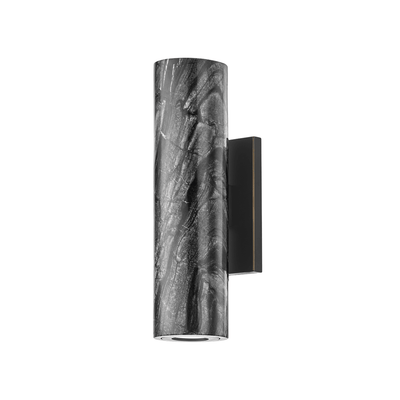 Black Brass with Cylindrical Nero Madera Marble Shade Wall Sconce - LV LIGHTING