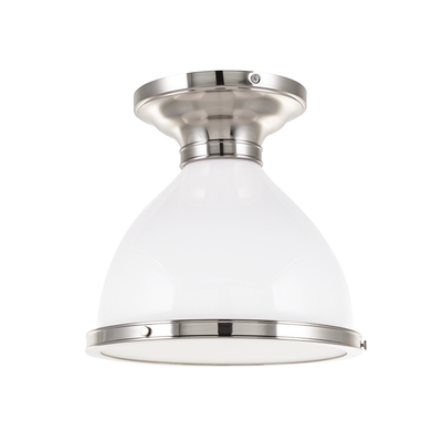 Steel with Opal Glossy Glas Shade Flush Mount