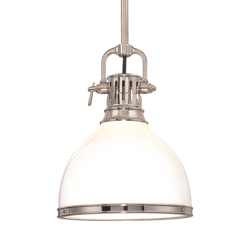 Steel with Opal Glossy Glass Shade Pendant