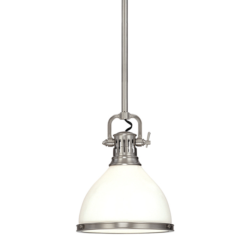 Steel with Opal Glossy Glass Shade Pendant