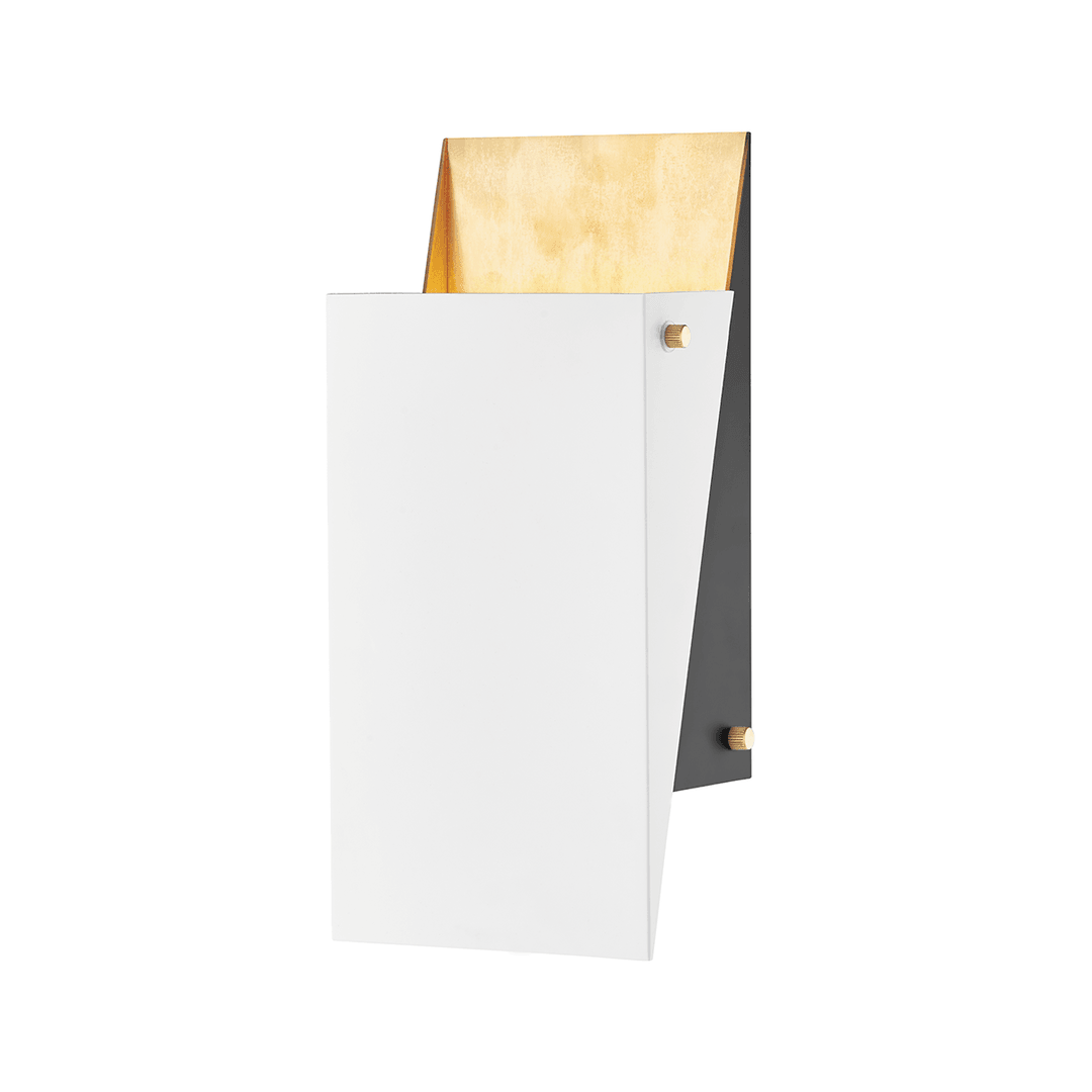 Aged Brass with Black and white Rectangular Shade Wall Sconce - LV LIGHTING