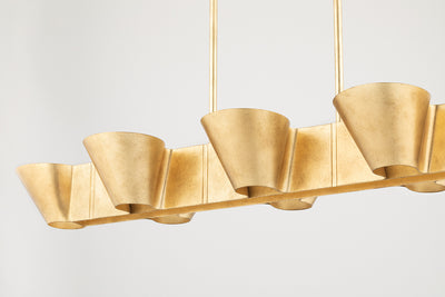 Vintage Gold Leaf Folded Frame Linear Pendant