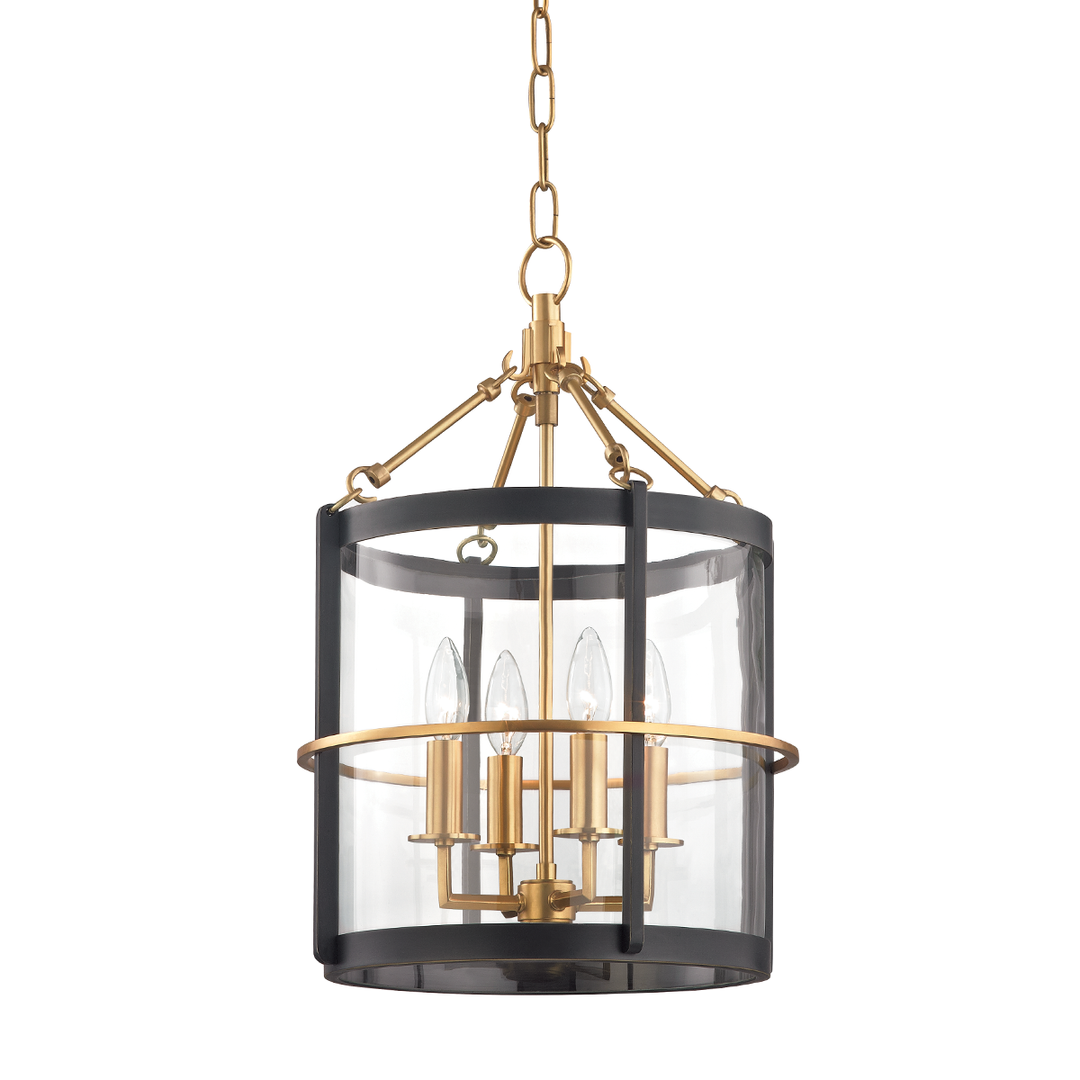 Steel Frame with Clear Cylindrical Glass Shade Pendant