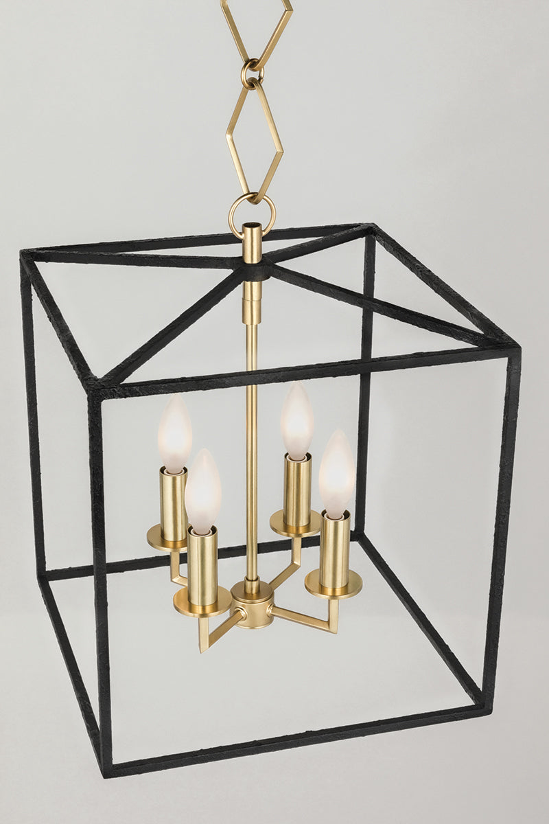Steel Open Air Frame Cube Caged Pendant
