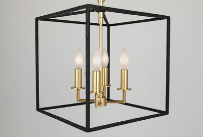 Steel Open Air Frame Cube Caged Pendant