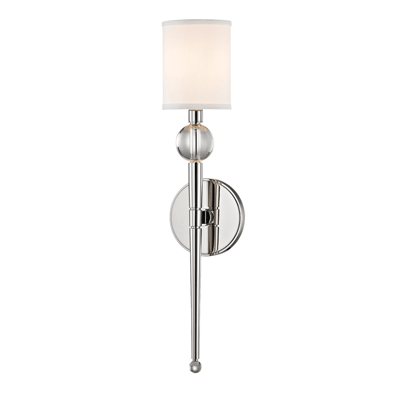 Steel Arm with Crystal Orb and Fabric Shade Wall Sconce - LV LIGHTING