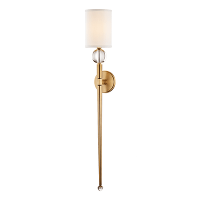 Steel Arm with Crystal Orb and Fabric Shade Wall Sconce - LV LIGHTING