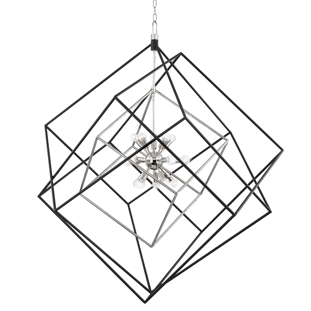 Steel Symmetrical Cube Frame Chandelier