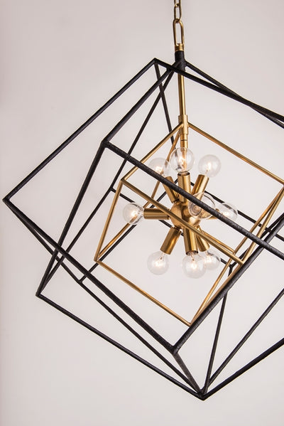 Steel Symmetrical Cube Frame Chandelier