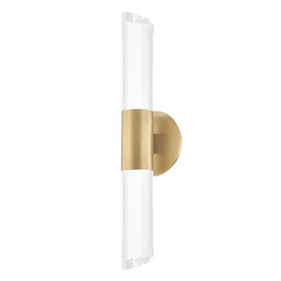 LED Steel Frame with Cylindrical Clear Crystal 2 Light Wall Sconce - LV LIGHTING