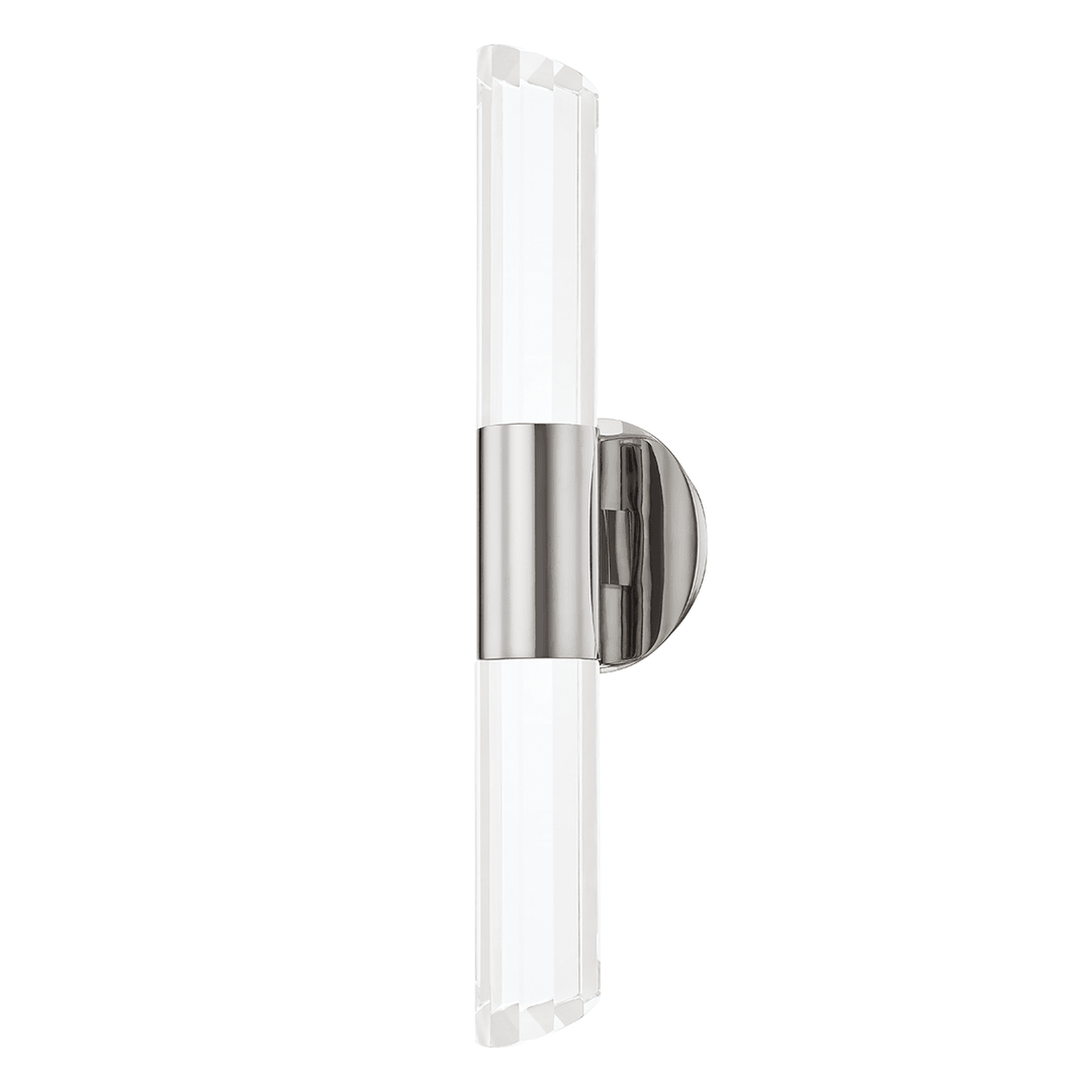 LED Steel Frame with Cylindrical Clear Crystal 2 Light Wall Sconce - LV LIGHTING