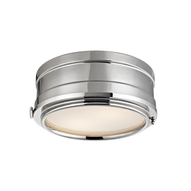 Steel with Opal Acid Etched Glass Shade Round Flush Mount