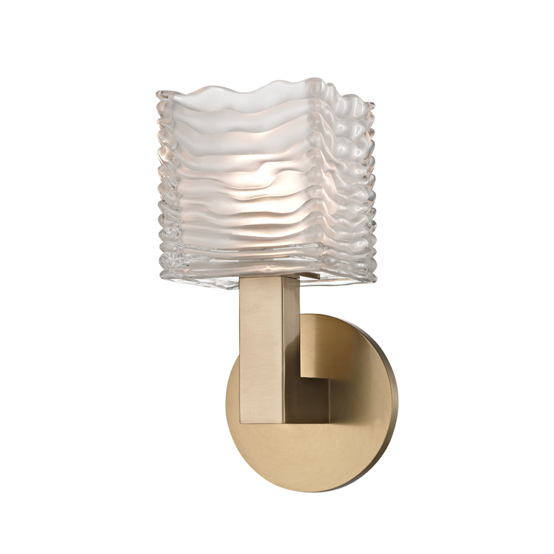 Steel with Frosted Clear Rib Glass Shade Wall Sconce