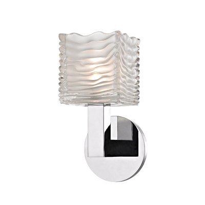 Steel with Frosted Clear Rib Glass Shade Wall Sconce