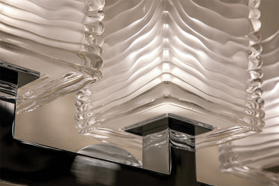 Steel with Frosted Clear Rib Glass Shade Vanity Light