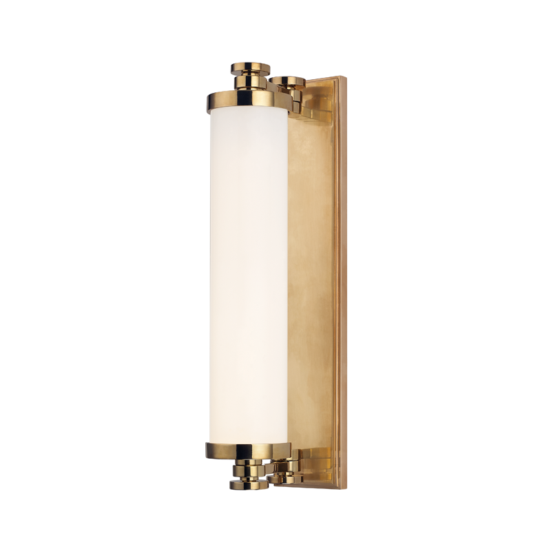 Steel Frame with Cylindrical Opal Glossy Glass Shade Wall Sconce