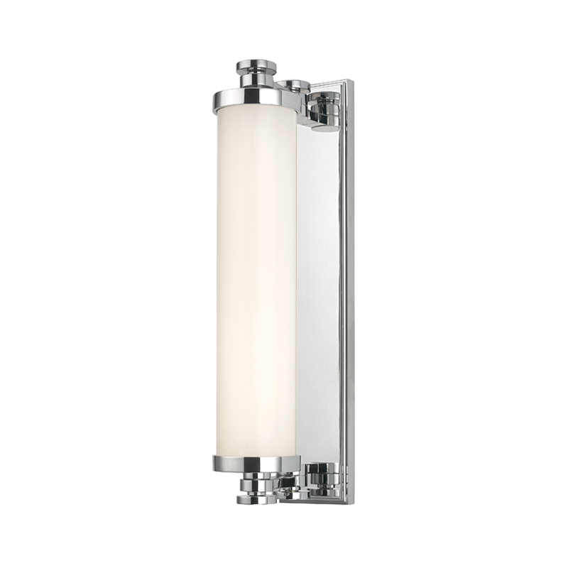 Steel Frame with Cylindrical Opal Glossy Glass Shade Wall Sconce