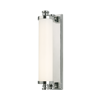 Steel Frame with Cylindrical Opal Glossy Glass Shade Wall Sconce
