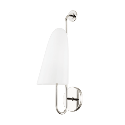 Steel Arch Arm with Shiny Opal Glass Shade Wall Sconce - LV LIGHTING
