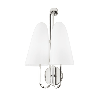 Steel Arch Arm with Shiny Opal Glass Shade Wall Sconce - LV LIGHTING