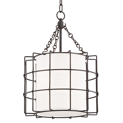 Steel Frame with Drum Fabric Shade Pendant
