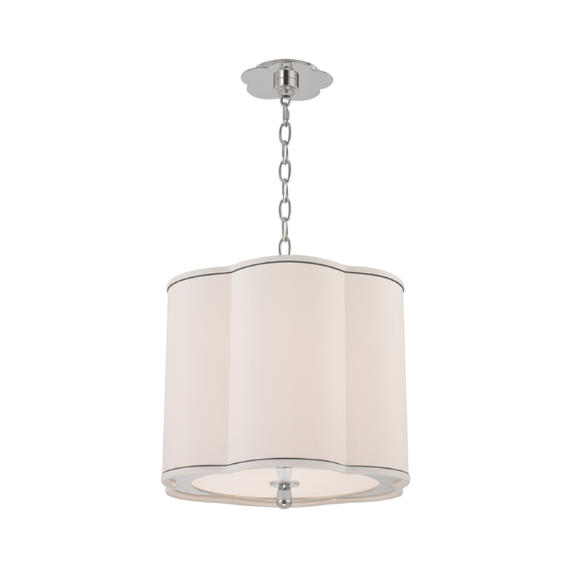 Steel with Curves Fabric Shade Pendant