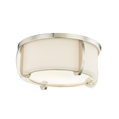 Steel Frame with Opal Glossy and Matte Glass Shade Flush Mount
