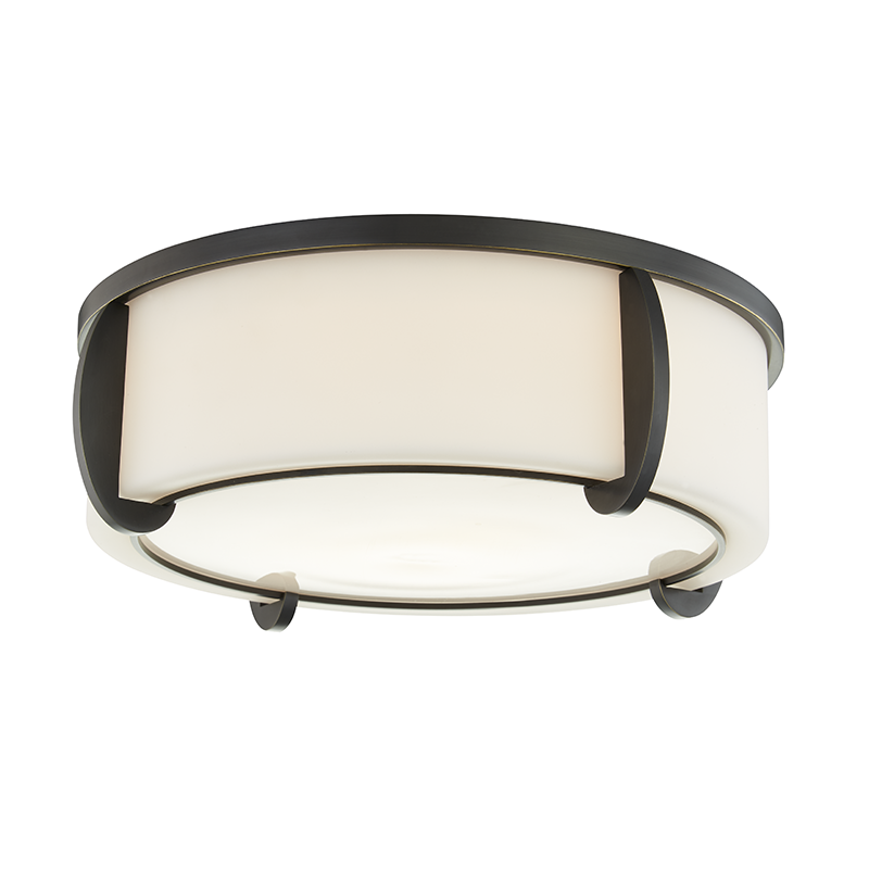 Steel Frame with Opal Glossy and Matte Glass Shade Flush Mount