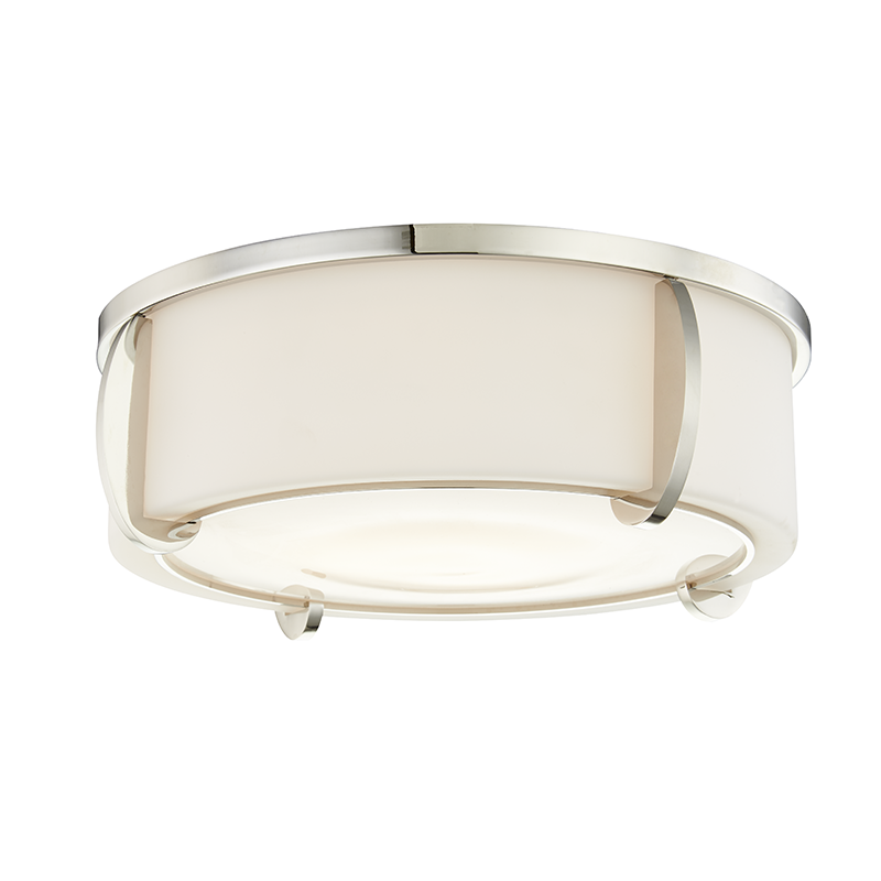 Steel Frame with Opal Glossy and Matte Glass Shade Flush Mount