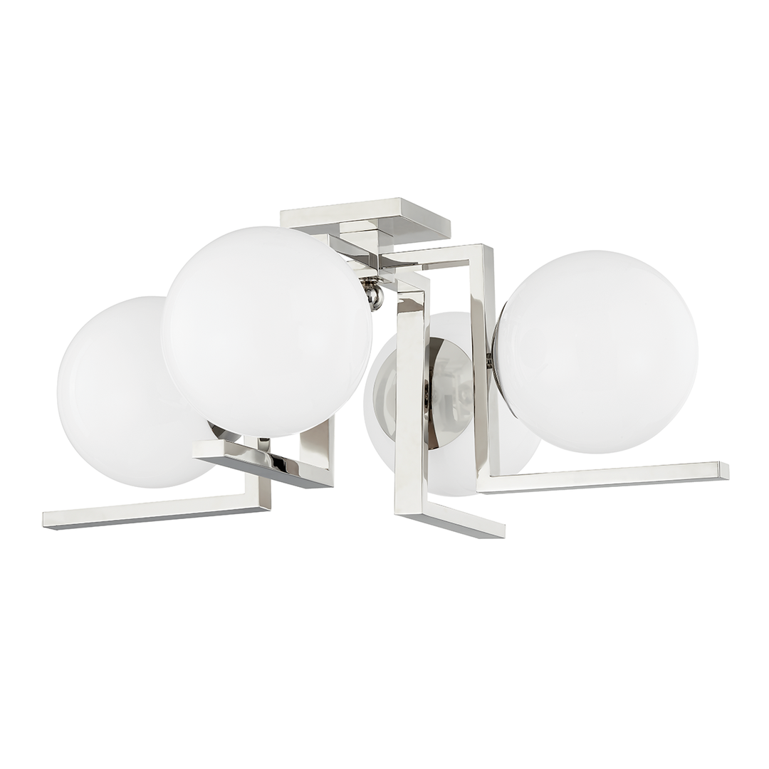 Steel Square Arms with Frosted Glass Globe Flush Mount