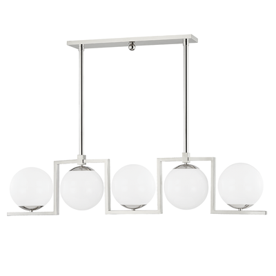 Steel Square Arms with Frosted Glass Globe Linear Pendant