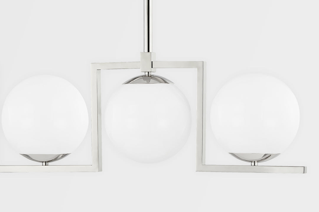 Steel Square Arms with Frosted Glass Globe Linear Pendant