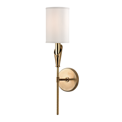 Steel Rod with White Fabric Drum Shade Wall Sconce