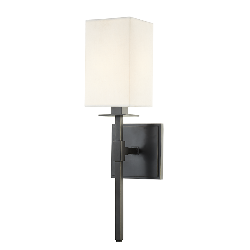 Steel Rod with Rectangular Fabric Shade Wall Sconce