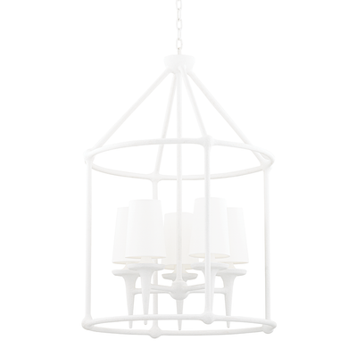 Steel Torch Arm with Fabric Shade Caged Chandelier