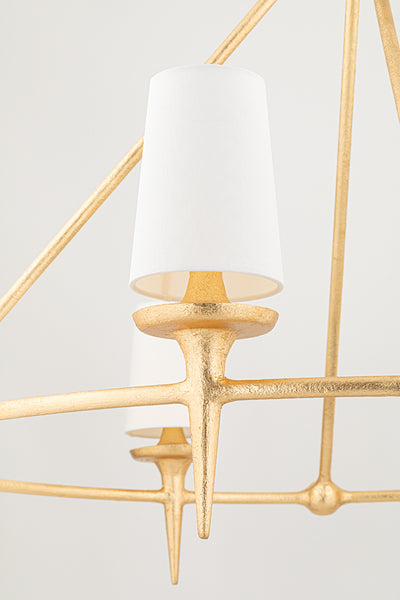 Steel Torch Arm with Fabric Shade Round Chandelier