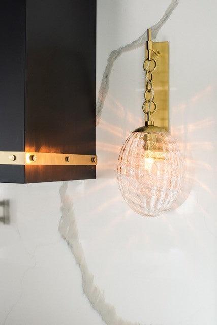 Steel Arm and Chain with Clear Optic Glass Shade Wall Sconce - LV LIGHTING