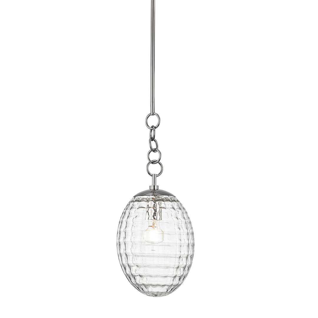 Steel Rod and Chain with Clear Optic Glass Shade Pendant