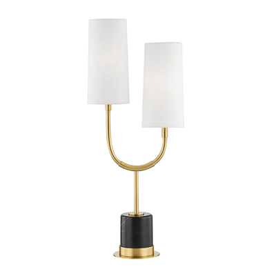 Steel Arch Arms and Marble Base with Fabric Shade Table Lamp - LV LIGHTING