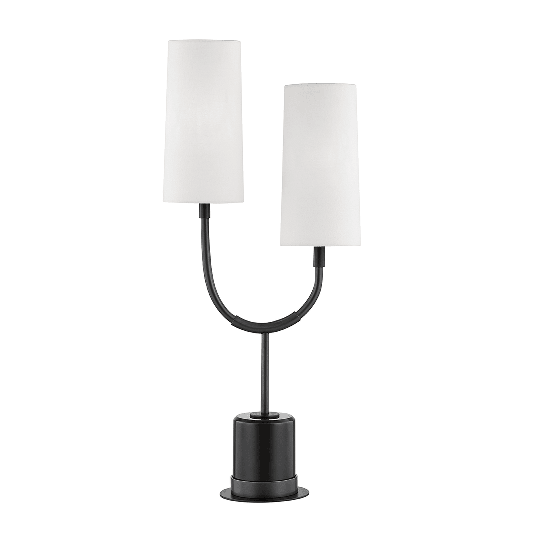 Steel Arch Arms and Marble Base with Fabric Shade Table Lamp - LV LIGHTING