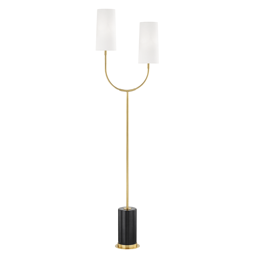 Steel Arch Arms and Marble Base with Fabric Shade Floor Lamp - LV LIGHTING
